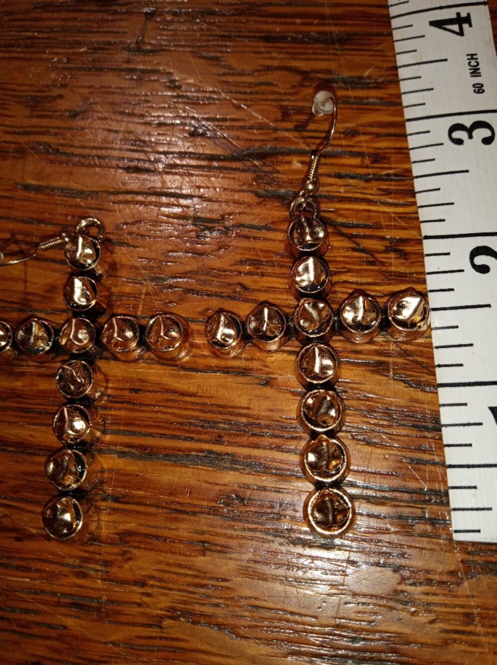 Gold Bead Cross Drop Earrings - Women Jewelry